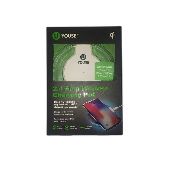 U-YOUSE 2.4 Amp Wireless Changing Pad for Smartphones IPhone X Samsung Galaxy - Picture 1 of 3